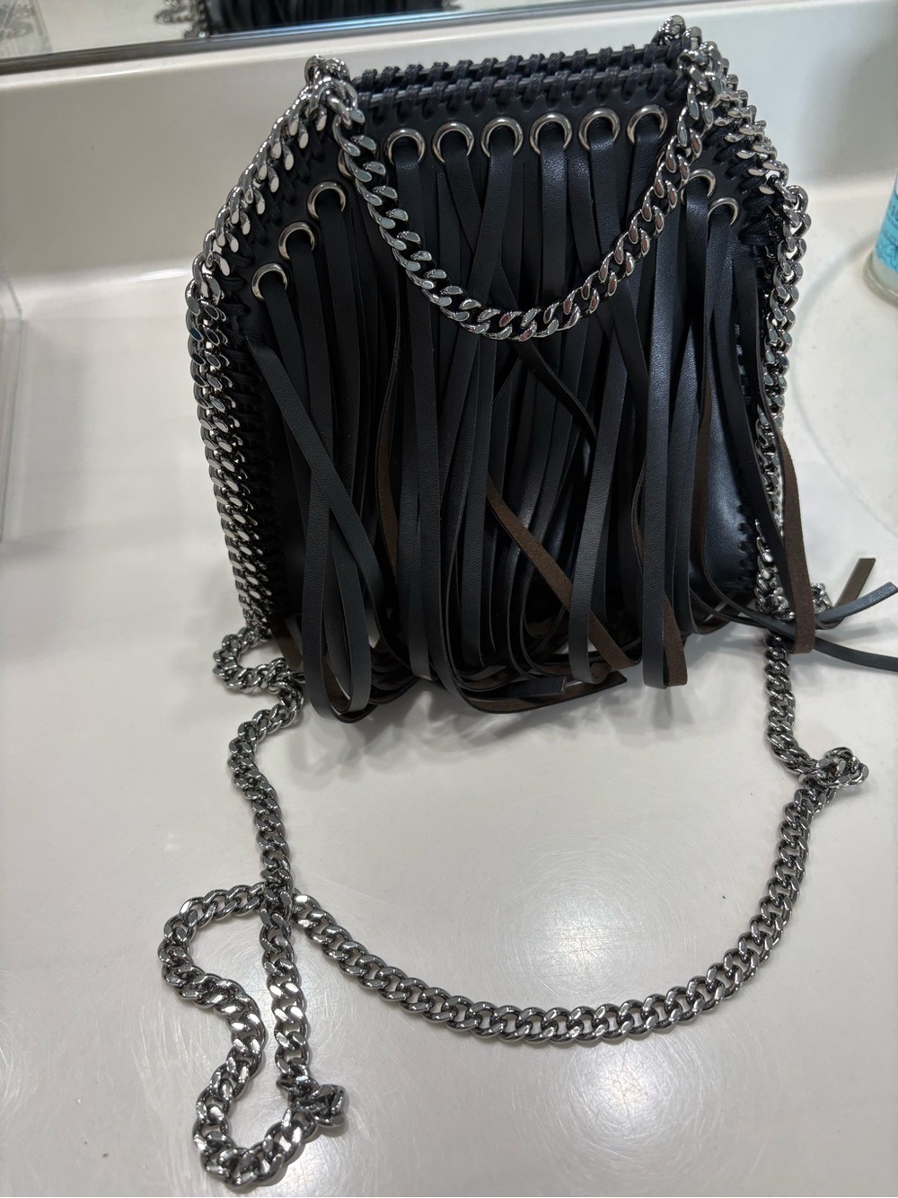 Stella McCartney Tiny Black Fringe Falabella Crossbody Bag - Picture 7 of 11